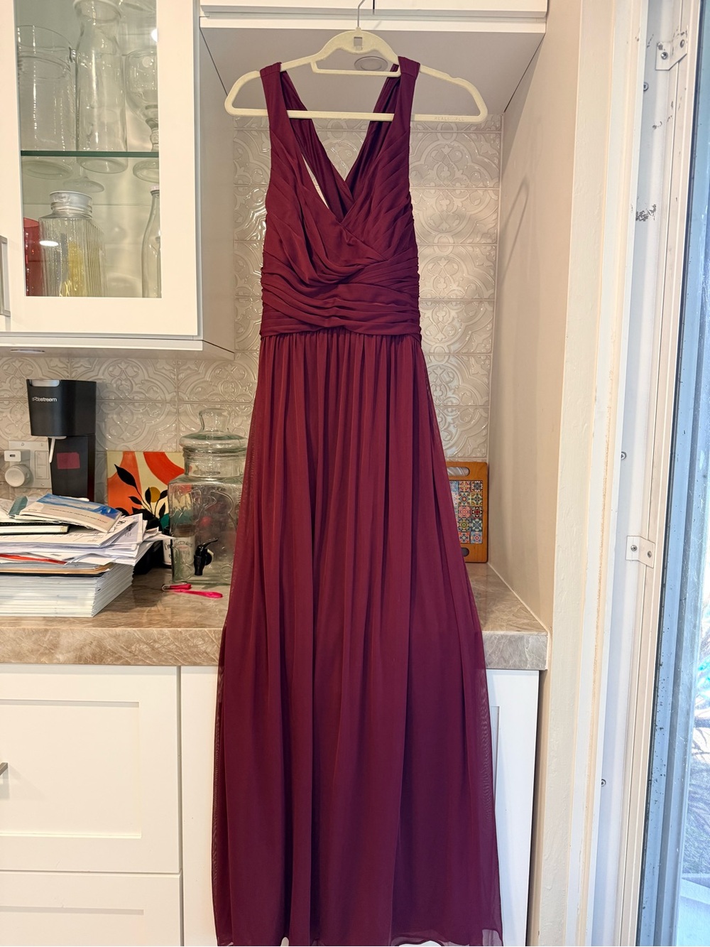 Celebrate DB Studio by David’s Bridal Burgundy Chiffon Formal Dress Size 10